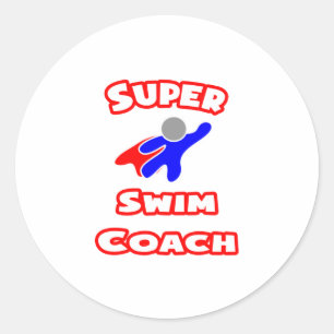 Pegatina Redonda Entrenador de Super Swim