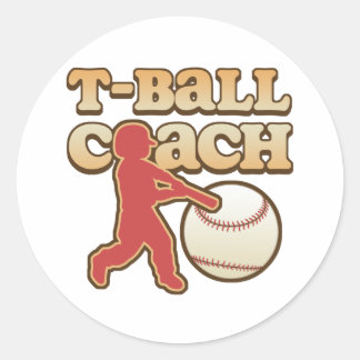 Pegatina Redonda Entrenador de T-Ball