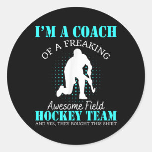 Pegatina Redonda Entrenador de un equipo de hockey sobre césped inc
