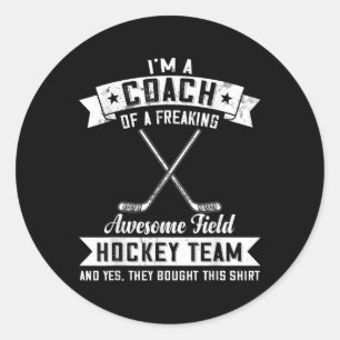Pegatina Redonda Entrenador de un equipo de hockey sobre hierba inc