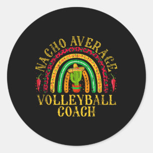 Pegatina Redonda Entrenador de Voleibol Promedio Nacho Cinco De May
