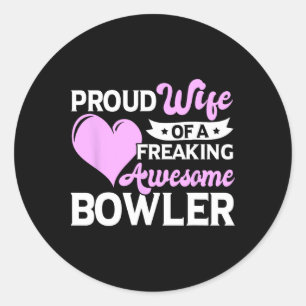 Pegatina Redonda Entrenador del Bowler Bowler Wife