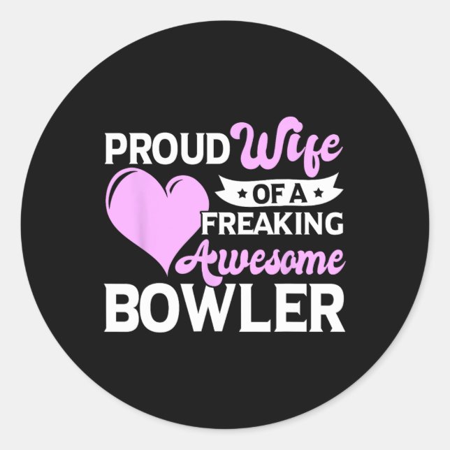 Pegatina Redonda Entrenador del Bowler Bowler Wife (Anverso)