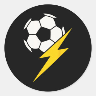 Pegatina Redonda Entrenador del equipo de fútbol con rayo amarillo