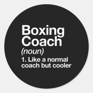 Pegatina Redonda Entrenador divertido en definición deportiva de en