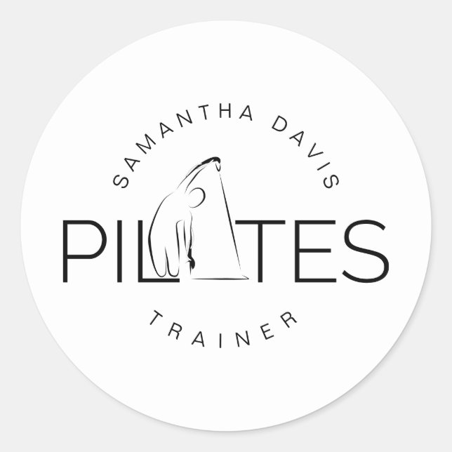 Pegatina Redonda Entrenador Pilates Instructor (Anverso)