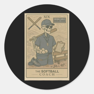 Pegatina Redonda Entrenador Softll Tarjeta Tarot Esqueleto Día Depo