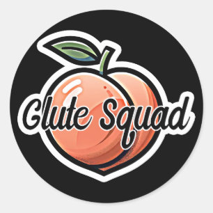 Pegatina Redonda Entrenamiento De Fitness De Glute Squad Peach
