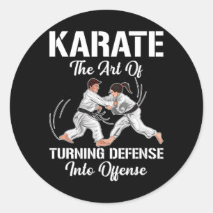 Pegatina Redonda Entrenamiento de Karate Ofensa Cinturón Negro Depo