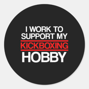 Pegatina Redonda Entrenamiento de kickboxing de apoyo de kick boxin