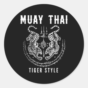 Pegatina Redonda Entrenamiento de Kickboxing Vintage Muay Thai esti