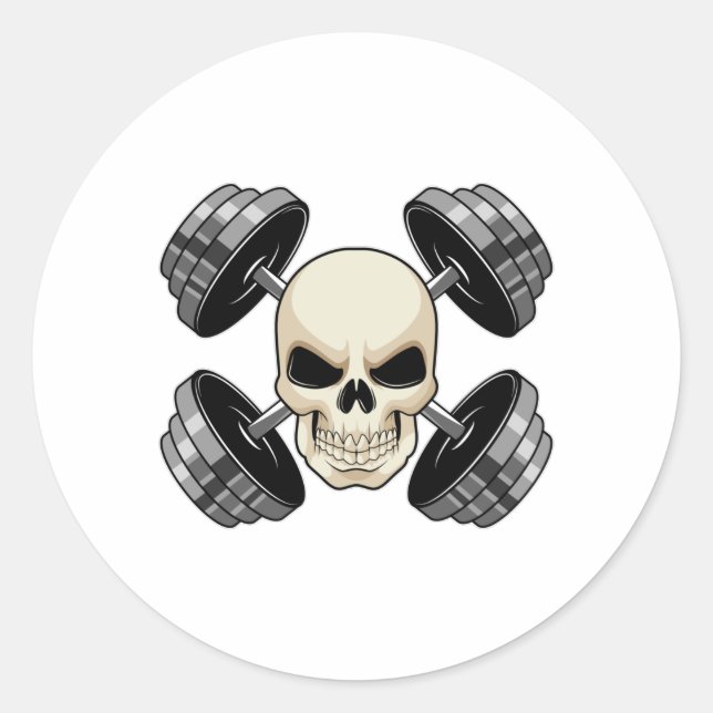 Pegatina Redonda Entrenamiento de Skull Strength Dumbbels (Anverso)