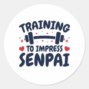 Pegatina Redonda Entrenamiento para impresionar a Senpai Anime Work