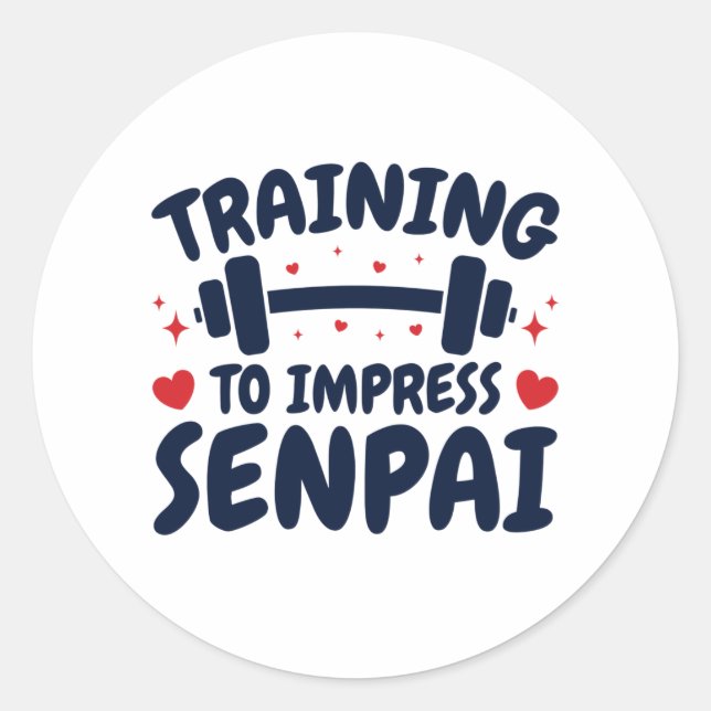 Pegatina Redonda Entrenamiento para impresionar a Senpai Anime Work (Anverso)