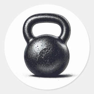 Pegatina Redonda Entrenamiento Personal con Kettlebell 