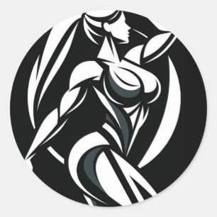 Pegatina Redonda Entrenamiento Personal de Fitness para Mujer Fuert