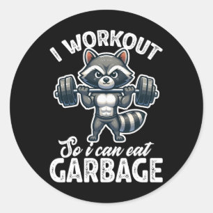 Pegatina Redonda Entreno en el gimnasio para poder comer basura Pes