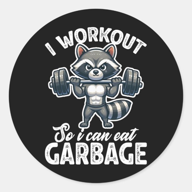 Pegatina Redonda Entreno en el gimnasio para poder comer basura Pes (Anverso)