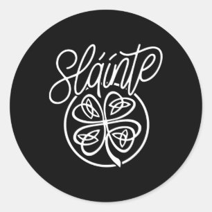 Pegatina Redonda Entusiasmo por la buena salud Shamrock St Patricks