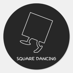 Pegatina Redonda Entusiasta de baile cuadrado divertida danza cuadr