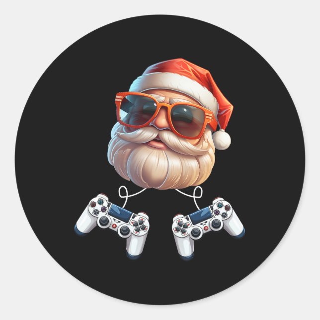 Pegatina Redonda Entusiasta de juegos de Navidades del controlador  (Anverso)
