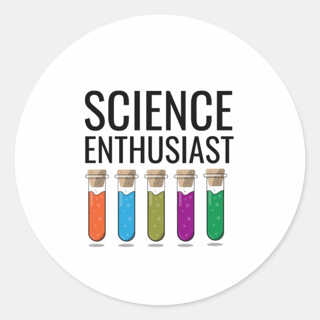 Pegatina Redonda Entusiasta de la ciencia (Anverso)