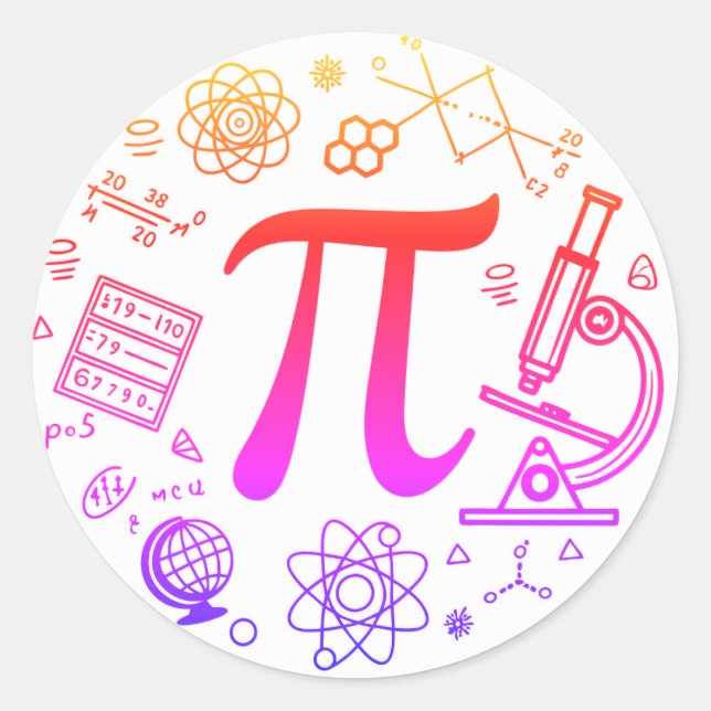 Pegatina Redonda Entusiasta de Pi (Anverso)