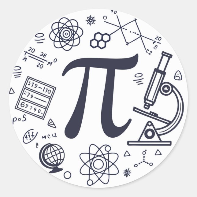 Pegatina Redonda Entusiasta de Pi (Anverso)
