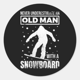 Pegatina Redonda Entusiasta de snowboard masculino