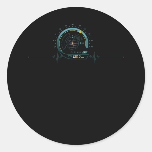Pegatina Redonda Entusiasta del coche del Speedometer de la Carrera (Anverso)