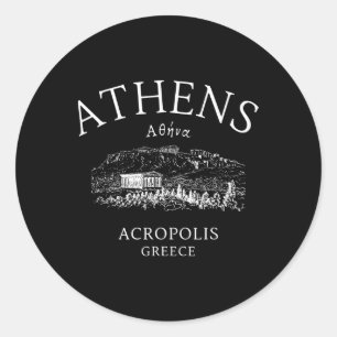 Pegatina Redonda Entusiastas del Idioma Griego en Atenas Grecia Vac