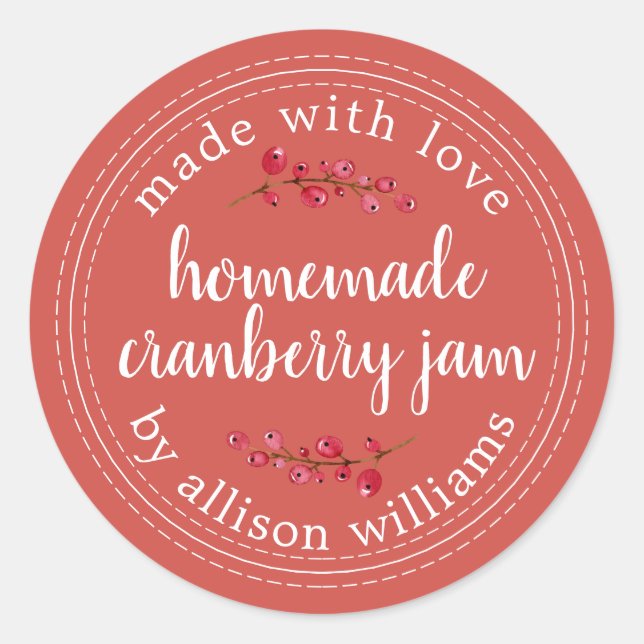 Pegatina Redonda Envasado de Mermelada Casera de Arándano para Navi (Anverso)