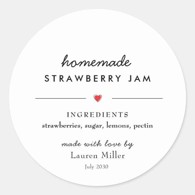 Pegatina Redonda Envasado de mermelada casera moderna  (Anverso)