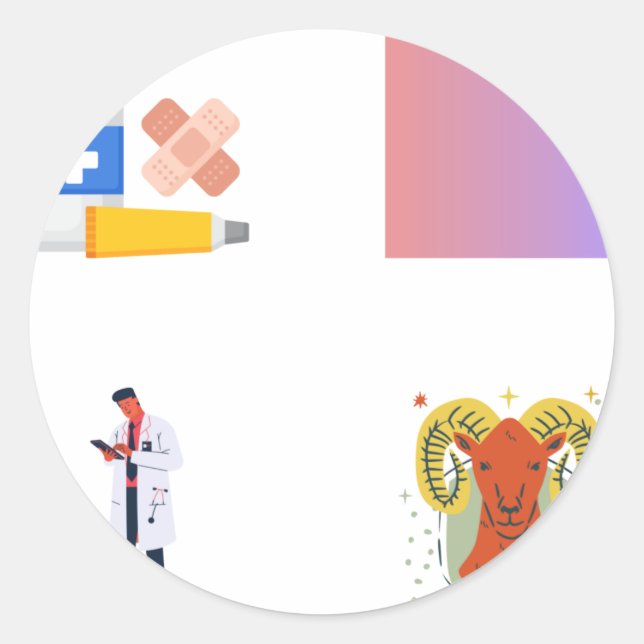 Pegatina Redonda Envase - Enfermera para cuidados de la herida (Anverso)