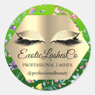 Pegatina Redonda Envase Lash. Nombre Tropical Gold Pradera Floral