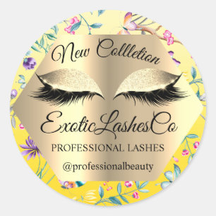Pegatina Redonda Envase Lash. Verano Tropical Gold Green