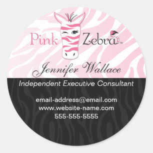 Pegatina Redonda Envase o correo de cebra rosa