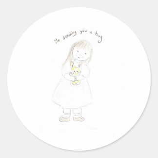 Pegatina Redonda Enviando un abrazo