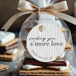 Pegatina Redonda Enviándote Más Amor Favor de Bodas Smores