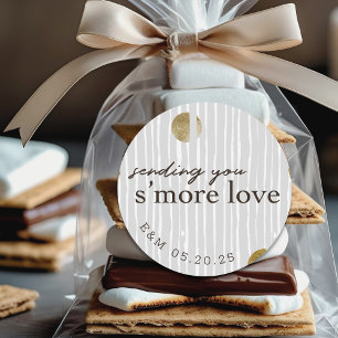 Pegatina Redonda Enviándote Más Amor Favor de Bodas Smores