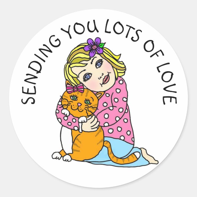 Pegatina Redonda Enviándote mucho amor (Anverso)