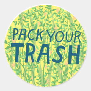 Pegatina Redonda ENVÍE SU TRASH Sin Arte Círculo Litro