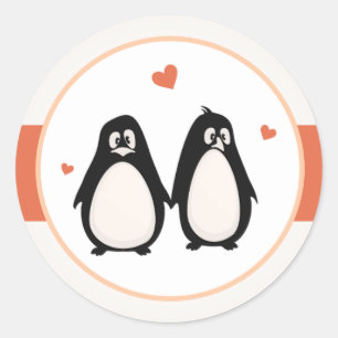 Pegatina Redonda Envoltura de 20 a 1.5" Peach Penguin Love/Hearts