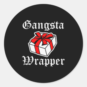 Pegatina Redonda Envoltura de gánster Dicho divertido de Navidad pa