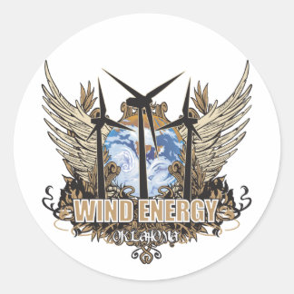 Pegatina Redonda Eólico del Orgullo Verde Oklahoma