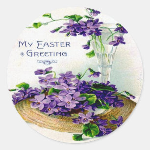 Pegatina Redonda Ephemera victoriana de Pascua