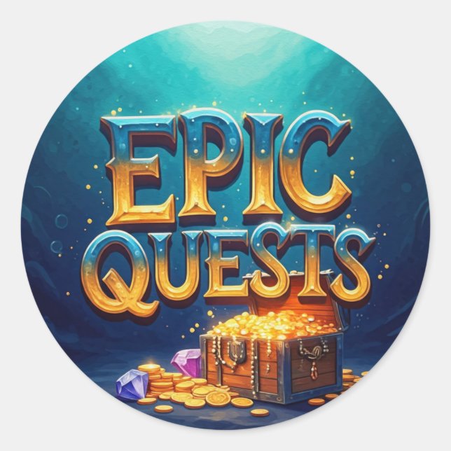 Pegatina Redonda Epic Quests (Anverso)