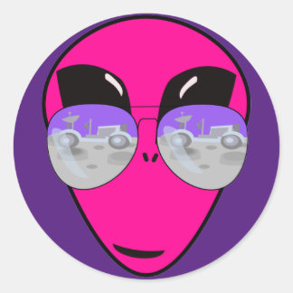 Pegatina Redonda Epic Shades Alien Head Moon Tourist Fun