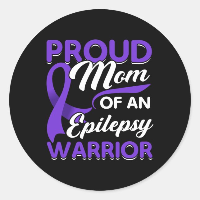 Pegatina Redonda Epilepsia Apoyo a Guerrero Epilepsia Mes de Concie (Anverso)