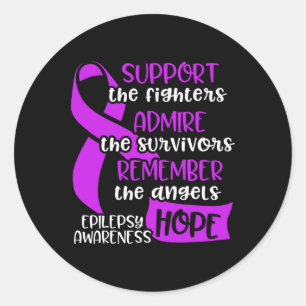 Pegatina Redonda Epilepsia Awareness Admire Epileptic Warriv Surviv